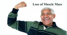 Loss of Muscle Mass. Picture of aelderly black male with arm raised to make a muscle.